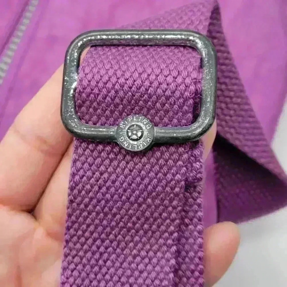 Kipling Alvar Crossbody Bag Travel Purse Purple Adjustable Strap Zip Closure - Picture 8 of 12